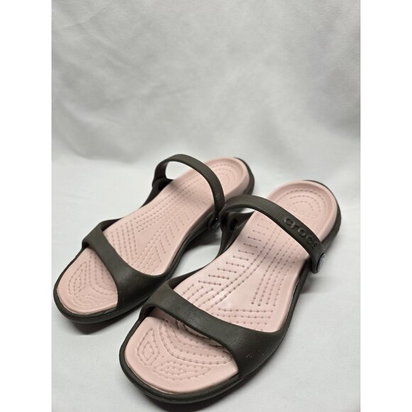 Crocs Cleo Strappy Sandals Women's Size 8 Pink/Brown Dual Strap - Picture 6 of 11